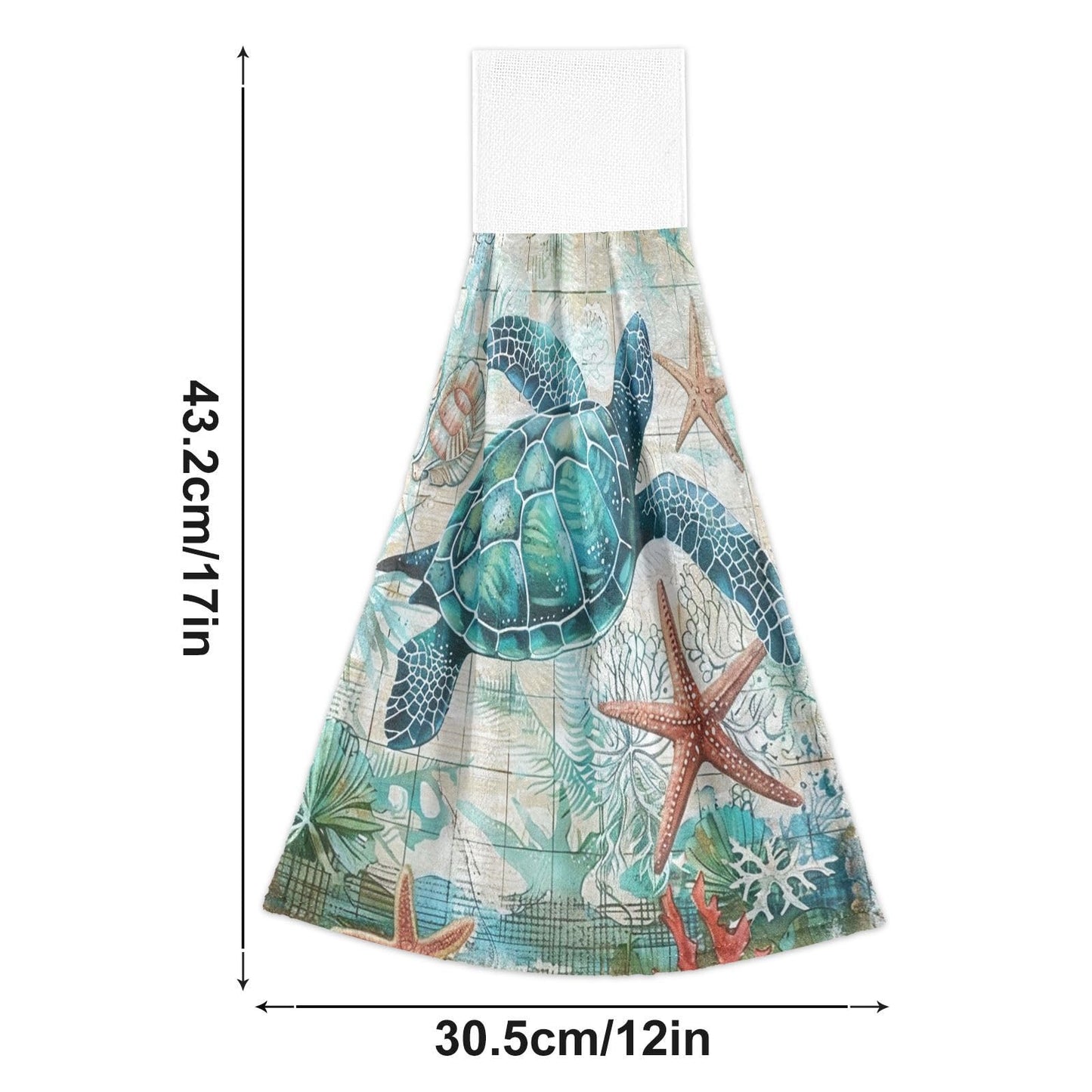 Boccsty Sea Turtle Starfish Fingertip Bath Towels 2 Pcs Tortoise Map Ocean Animal Hanging Hand Bath Towel Tea Bar Towels for Bathroom Farmhouse Tabletop Home Decor