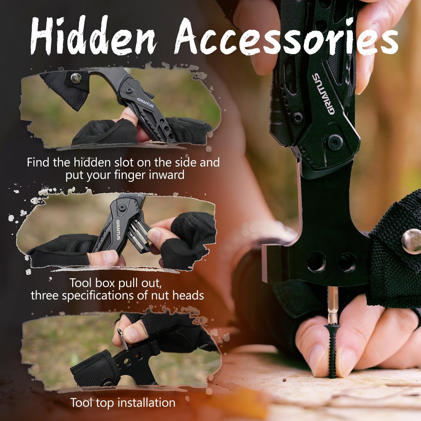 16 in 1 Multitool Survival Gear for Camping & Hiking, Multi Tool with Axe, Hammer, Pliers, Saw, Screwdrivers & Whistle, Camping Accessories and Gifts for Men Dad Husband