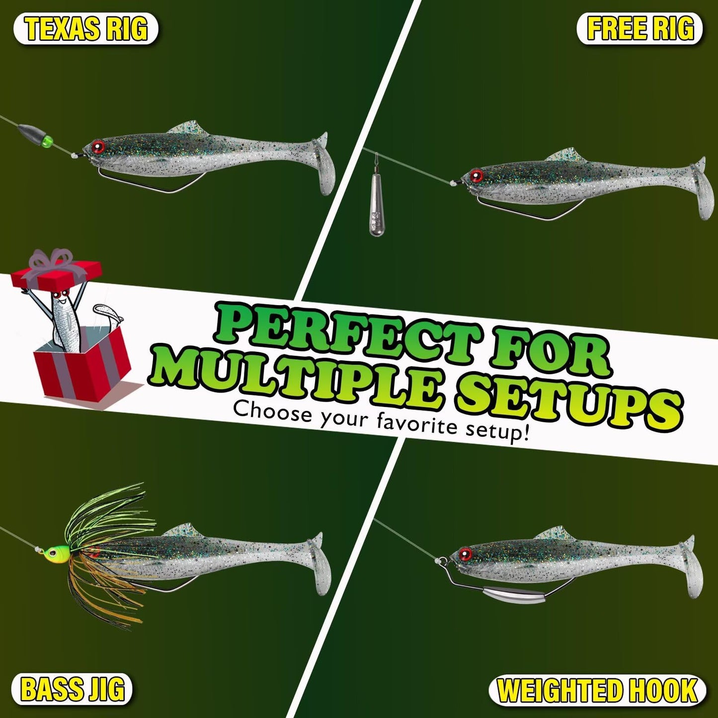 LUCKYFISHING Paddle Tail Swimbaits Soft Plastic Swimbaits Soft Baits for Bass Fishing Trout Crappie Walleye Freshwater Saltwater 10/16/20 PCS Soft Plastic Baits 4/3.5/3/2.5 Inch