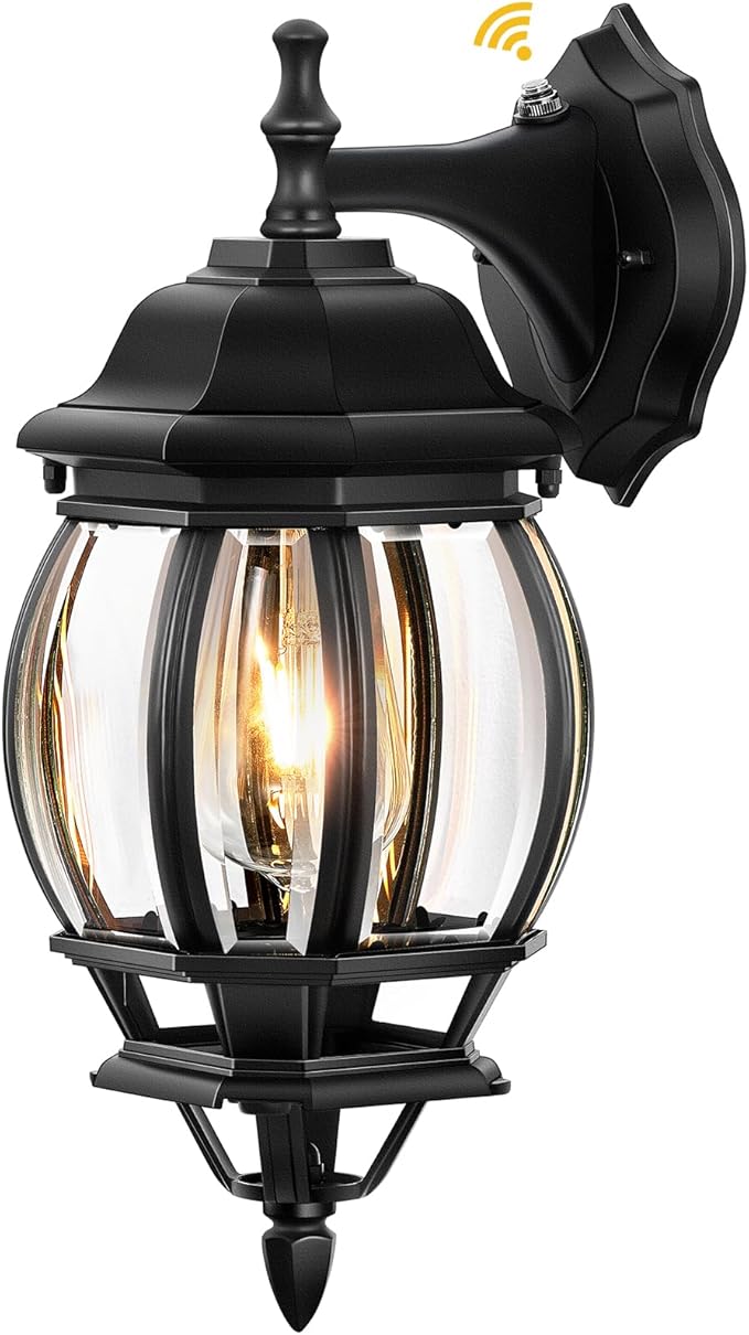 VIANIS Outdoor Porch Light Dusk to Dawn, Black Exterior Lighting Fixtures Wall Mount for House, Modern Outdoor Wall Sconce Lantern for Front Door, Patio, Anti-Rust Waterproof Coach Lights for Garage