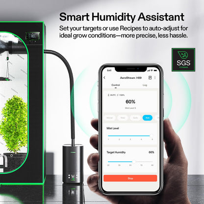 VIVOSUN AeroStream H05 Intelligent Wi-Fi Humidifier, 1.32 Gal / 5 L Humidifier with Temp & Humidity Probe, Smart Remote Control, Designed for Growers