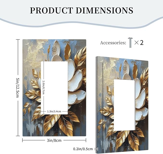 Decorative Art Light Switch Covers Gilded Bloom 1 Gang Rocker Outlet Decorative Switch plate Faceplate GFCI Light Switch Covers for Home Decor