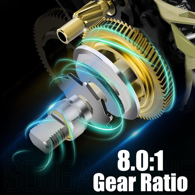 Sougayilang Camo Baitcaster Combo, 2-Piece 30+24Ton Graphite Rod, 8.0:1 Gear Ratio,9+1 Bearings Reel, SuperPolymer Handle,Hook Keeper for Bass, Walleye, Pike, Catfish Fishing