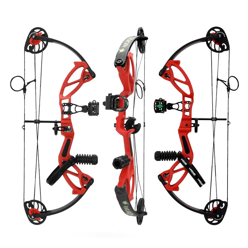 LWANO Compound Bow Set for Youth & Kids,Beginners Bow and Arrow Set,Right Handed,Draw Length 18"-27",10-30Lbs Draw Weight,260fps (Red, Luxury Set, Right Hand)