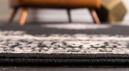 Unique Loom Reza Collection Traditional Persian Style Area Rug, Rectangular 5' 0" x 8' 0", Black/Beige