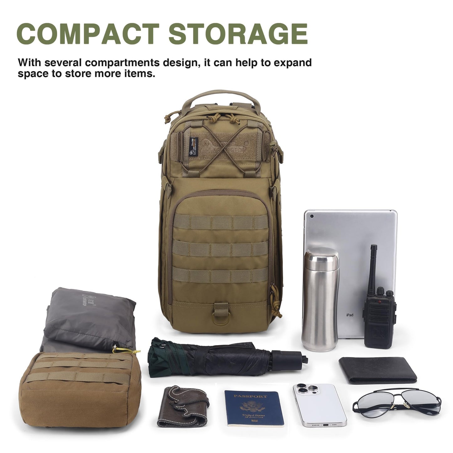 Mardingtop 15L Tactical Backpack, Small Molle Sling Bag for Men, Military Rucksack Crossbody Bag for Hiking Travel