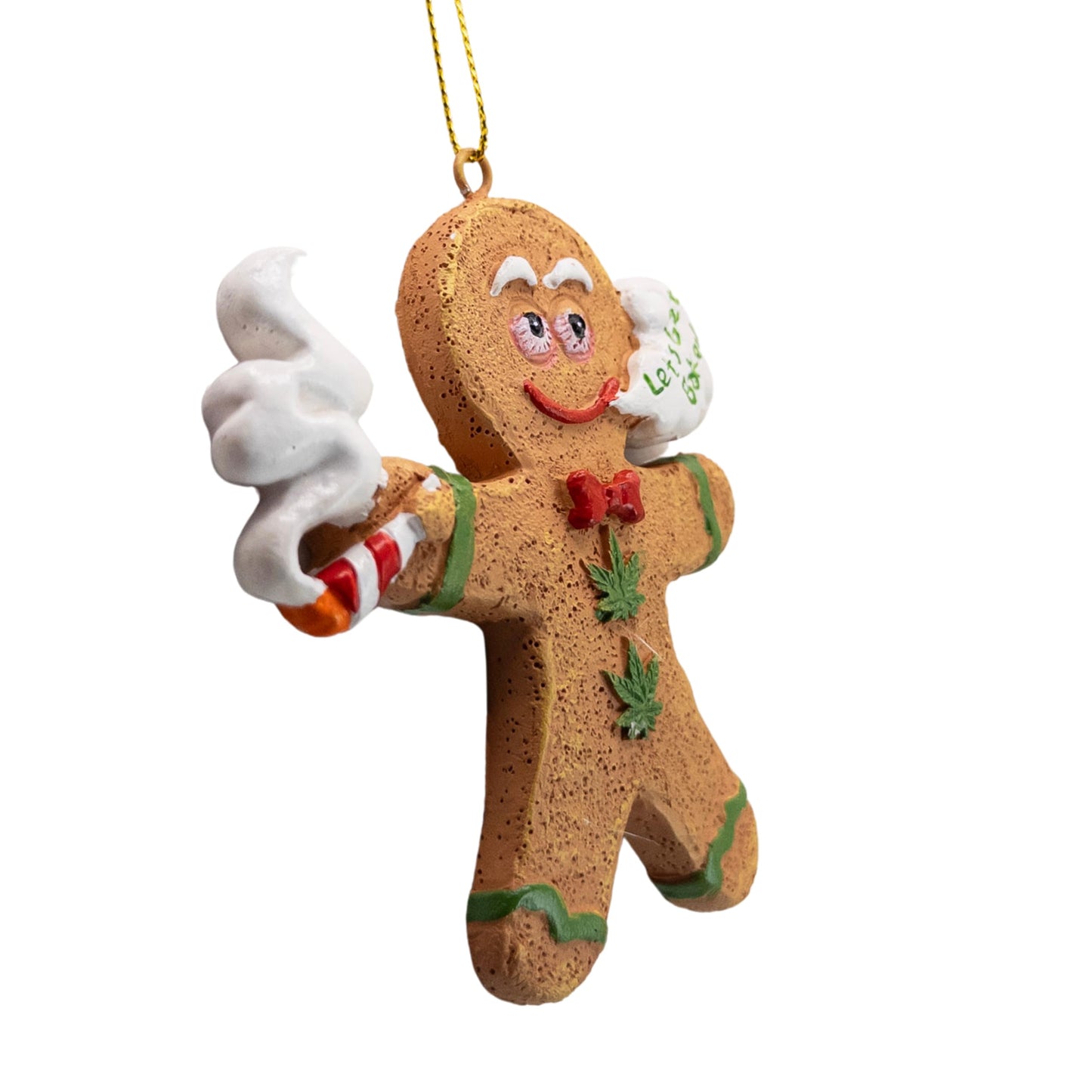 Gingerbread Man Let's Get Baked Funny Weed Christmas Tree Ornament