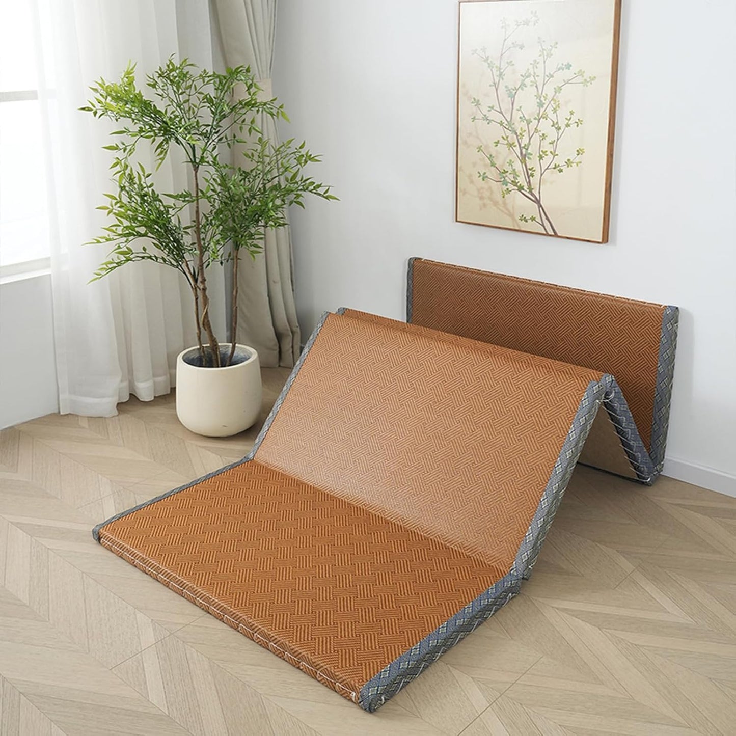 Japanese Traditional Tatami Mattress, Coconut Coir Tatami Mat, Foldable Japanese Floor Mattress,Futon Bed,Meditation Mats for Floor,Summer Sleeping Mat(80 * 200cm)