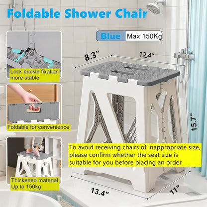 VAVAKG Foldables Shower Chair Seats for Inside Shower Stool Bench Folding Foldables Stools Adults Elderly and Disabled Seats Tub Benches Bathroom (Grey Seat Size Foldable ShowerChair 15.7x8.3x12.5)