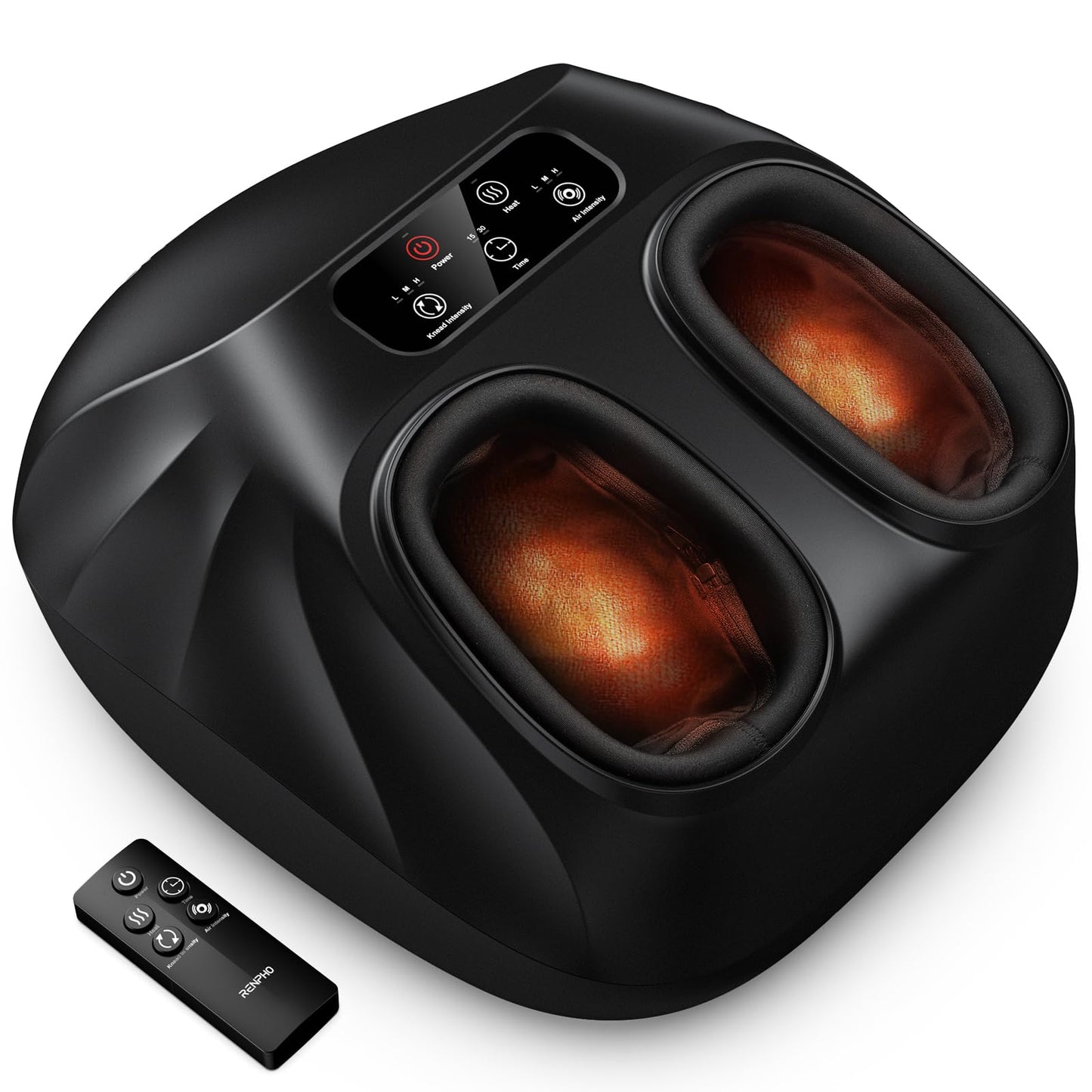 RENPHO Foot Massager Machine with Heat [2026 Upgraded], Shiatsu Foot Massager for Plantar Fasciitis, Foot Massager Machine for Women, Wireless Control, True Full Foot Massager, Up to Size 14, BK