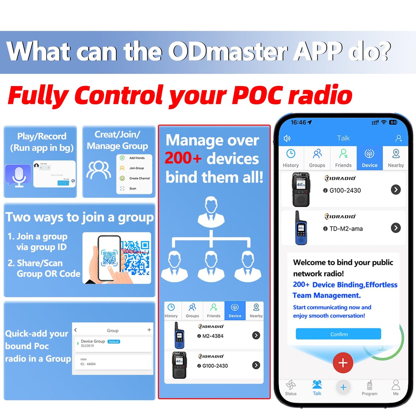 TIDRADIO Unlimited Range Rapid Walkie Talkies 6000+Miles,4G LTE Long Range PoC with SIM Cards,Nationwide PPT Two-Way Radios, Global Long Distance Radios for Family,Logistics,Construction site,TD-G100