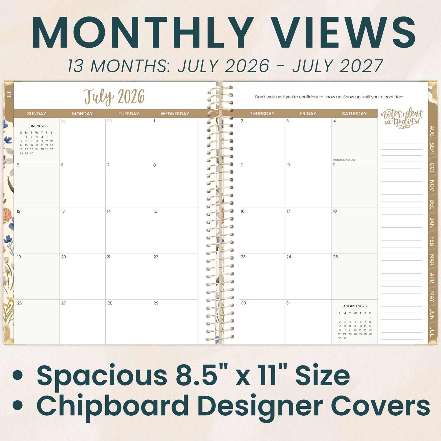 bloom daily planners HARDCOVER Planner 2026-2027 (8.5" x 11") Academic Year (July 2026 - July 2027) - 13 Months Task Goal Planner for Women - Monthly & Weekly Agenda Book - Whimsical Wildflowers