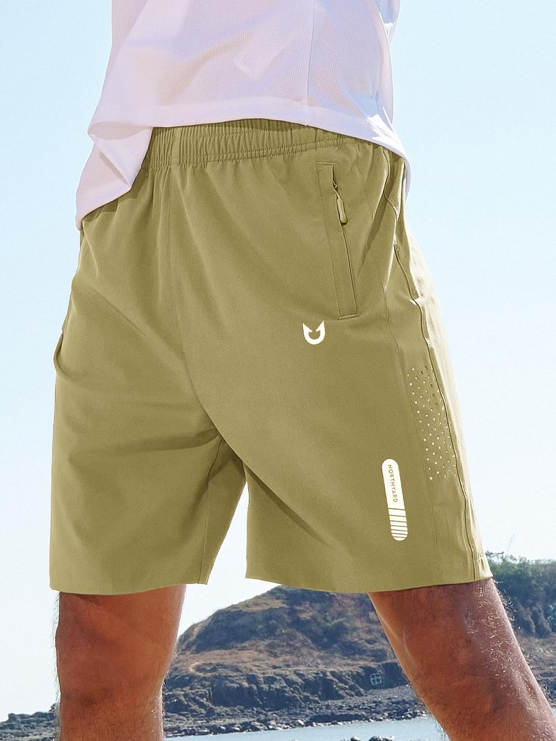 NORTHYARD Men's Athletic Running Shorts Gym Workout 7"/9"/5" Quick Dry Lightweight Sports Basketball Tennis 3 Zipper Pockets Khaki 3XL