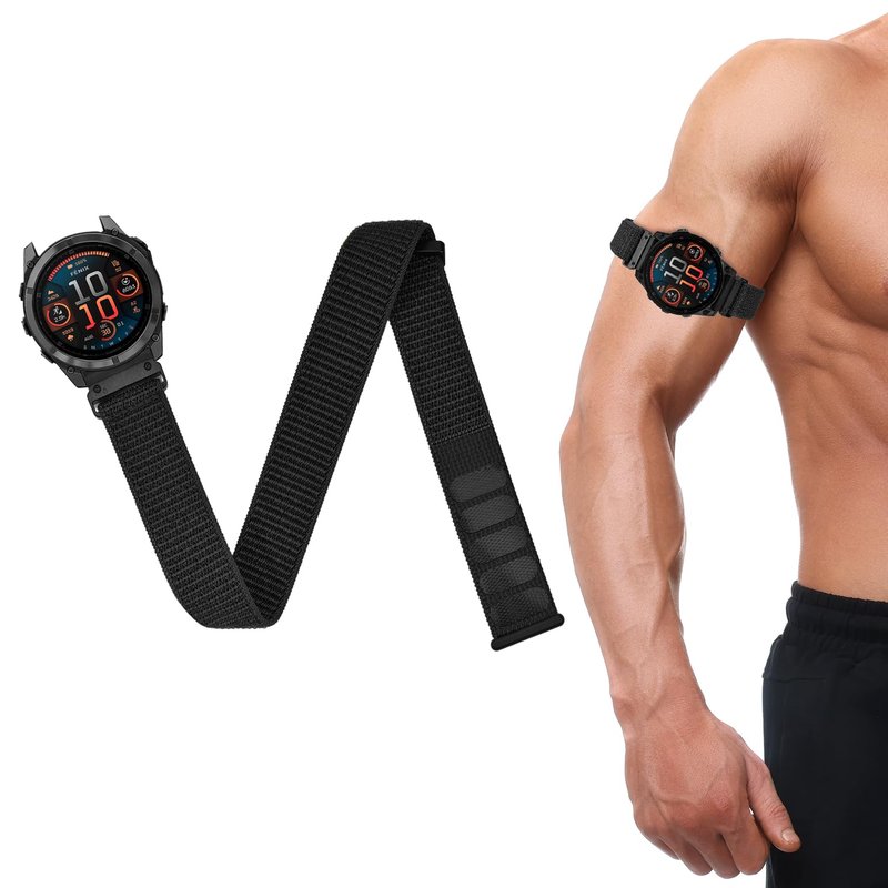 Oanux 20mm QuickFit Sports Ankle/Arm Band Compatible with Garmin Fenix 8 43mm/7S/7S Pro/6S/6S Pro/5S/5S Plus, Soft Nylon Bicep Strap for Epix Pro 42mm/Descent Mk2s/Descent Mk3i 43mm Men and Women