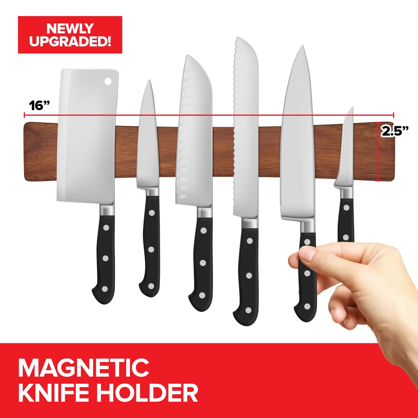 Modern Innovations 12 Inch Stainless Steel Magnetic Knife Bar with Multipurpose Use as Knife Holder, Knife Rack, Knife Strip, Kitchen Utensil Holder, Tool Holder, Art Supply Organizer, Home Organizer
