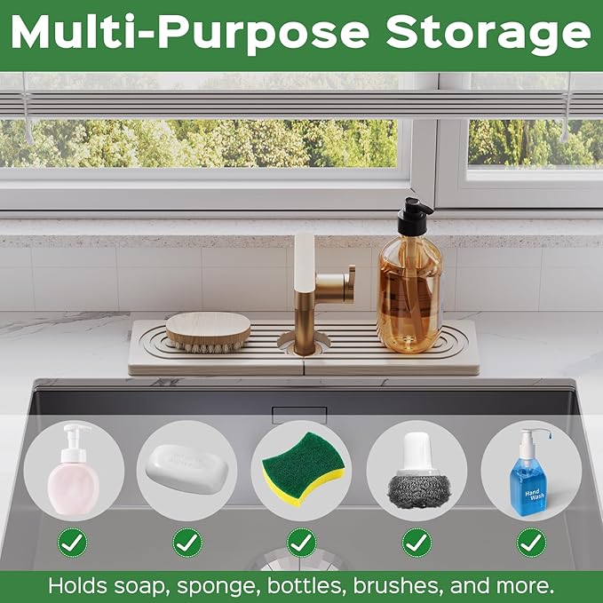 16 Inch Stone Faucet Mat for Kitchen Sink Splash Guard