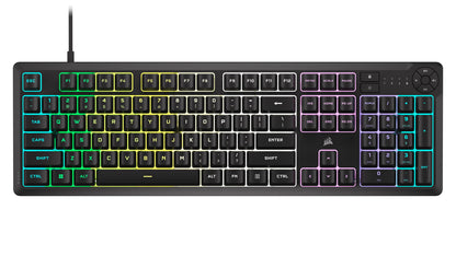Corsair K55 CORE RGB Membrane Wired Gaming Keyboard – QWERTY US Layout – Quiet, Responsive Switches – Spill Resistance – Ten-Zone RGB – Media Keys – iCUE Compatible – PC, Mac – Black