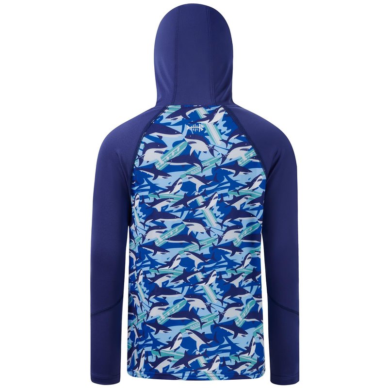 BASSDASH Youth UPF 50+ Hooded Shirts with Mask UV Neck Gaiter Sun Protection Long Sleeve T Shirt for Fishing Swim