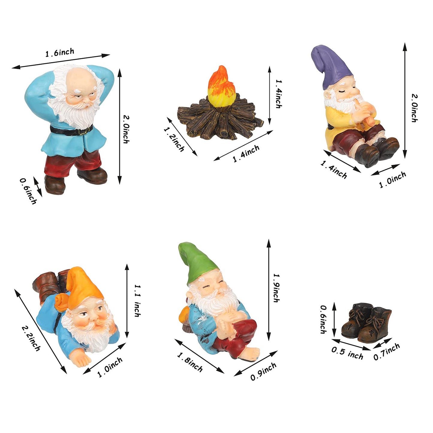 Jetec Gnomes Fairy Resin Statues Miniature Garden Accessories Mini Dwarf Figurine Fairy Miniature Ornament DIY Kit Micro Landscape Ornaments for Outdoor Indoor Patio Yard Lawn Garden ﻿(Fire Gnomes)