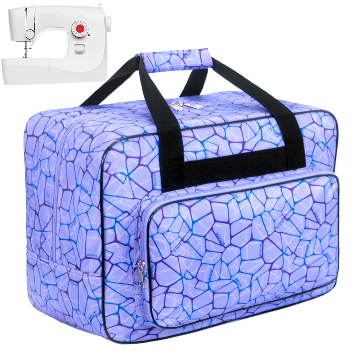 Haroranax Sewing Machine Carrying Case，Sewing Machine Carrying Case Tote Bag，Universal Tote Storage Bag with Pockets and Handles, Suitable for Most Standard Singer, Janome (PURPLE)