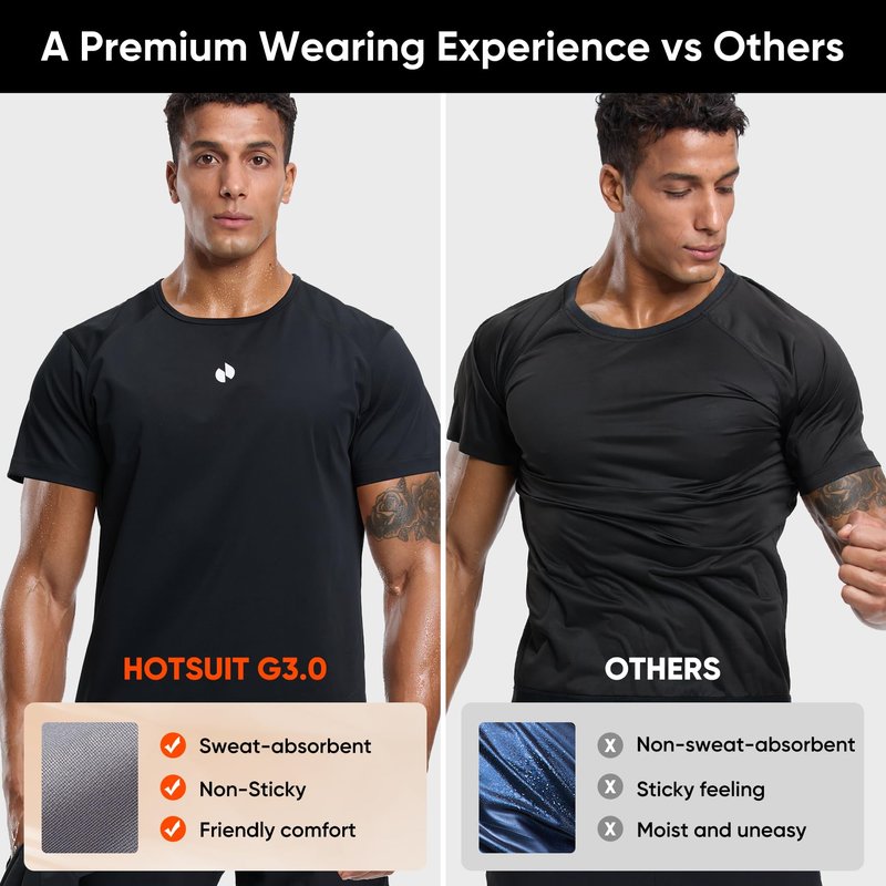 HOTSUIT Sauna Suit for Men Weight Loss Heat Trapping Sweat Shirts & Fat burning Shorts for Weight Loss Workout Gym Exercise Boxing Black 3XL