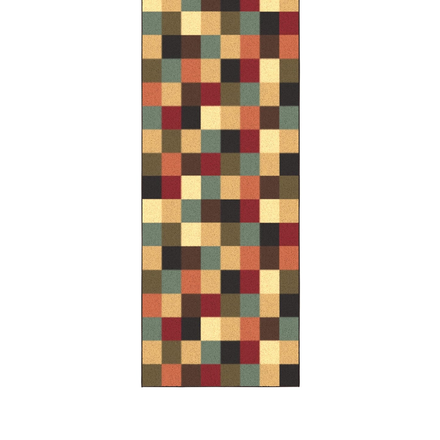 Ottomanson Accent Rug – Non Slip Low Pile Small Rug for Entryway, Bedroom, Bedside & Coffee Table Areas, 2'7" x 4', Checkered Multicolor