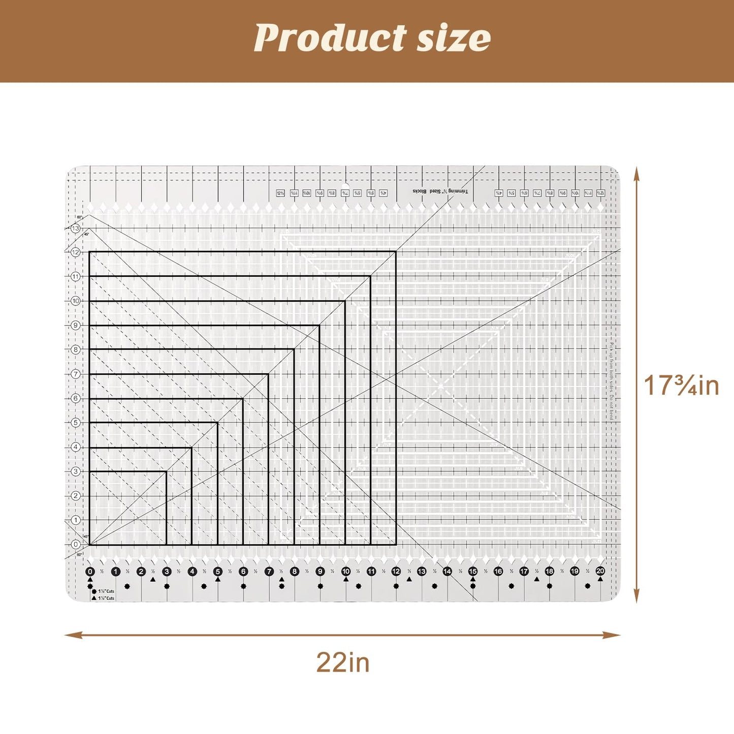 Slotted Quilting Ruler 17-3/4in x 22in - Ruler for Quilting with Laser-Cut Acrylic Template, Professional Quilting Rulers Kit for Long Arm Sewing & Crafting