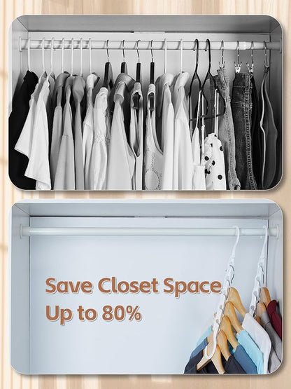 HOUSE DAY Closet Organizers and Storage, 16 Pack, Space Saving Hangers White