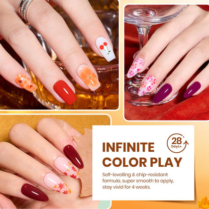 Beetles Fall Gel Nail Kit, Mystic Wonderland Gel Polish Set, 36 Colors Burgundy Brown Orange Red Polish Kit with Base Coat Glossy Matte & Glitter Top Coat Soak Off UV Led Nails Gifts for Women