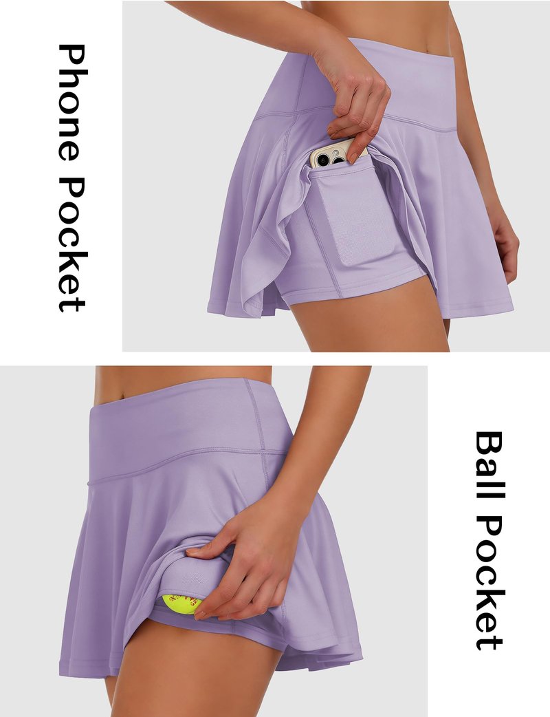 Buauty Women's Tennis Skirt Pleated Golf Skirts with Pockets Shorts Athletic Skort for Pickleball Sports Outfits Purple