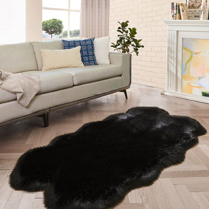 ORINOVA Black Shag Faux Fur 4x6 Area Rugs for Bedroom Washable Fuzzy Sheepskin Fur Rug for Living Room Nursery Rug