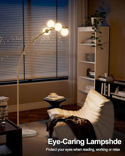 Lightdot 63IN Gold Floor Lamp 4-Lights Globe LED Floor Lamps with 3000K Soft Warm Golden for Wedding/Party, Modern Tall Lamp for Living Room/Bedroom (Bulbs Included)