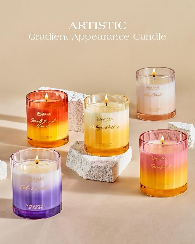 M&SENSE Lavender Spa Aromatherapy Candle for Stress Relief, 10.6oz 60 Hour Burn Time Natural Soy Candles for Home Long Lasting Highly Scented Luxury Gifts