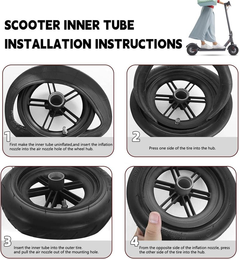 50/75-6.1 scooter tire Replacement, 8.5 Inch Tire and Tube Set,8 1/2×2 Tire and Inner Tubes, for Gotrax Gxl V2/Xiaomi M365/Pro/1S Electric Scooter [Non-Slip] [Shockproof]