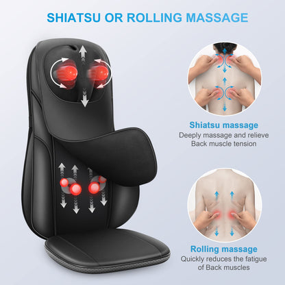 COMFIER Shiatsu Neck Back Massager with Heat, Adjustable Massage Chair Pad Back Support Massage Seat Cushion for Full Body Massager Gifts for Dad