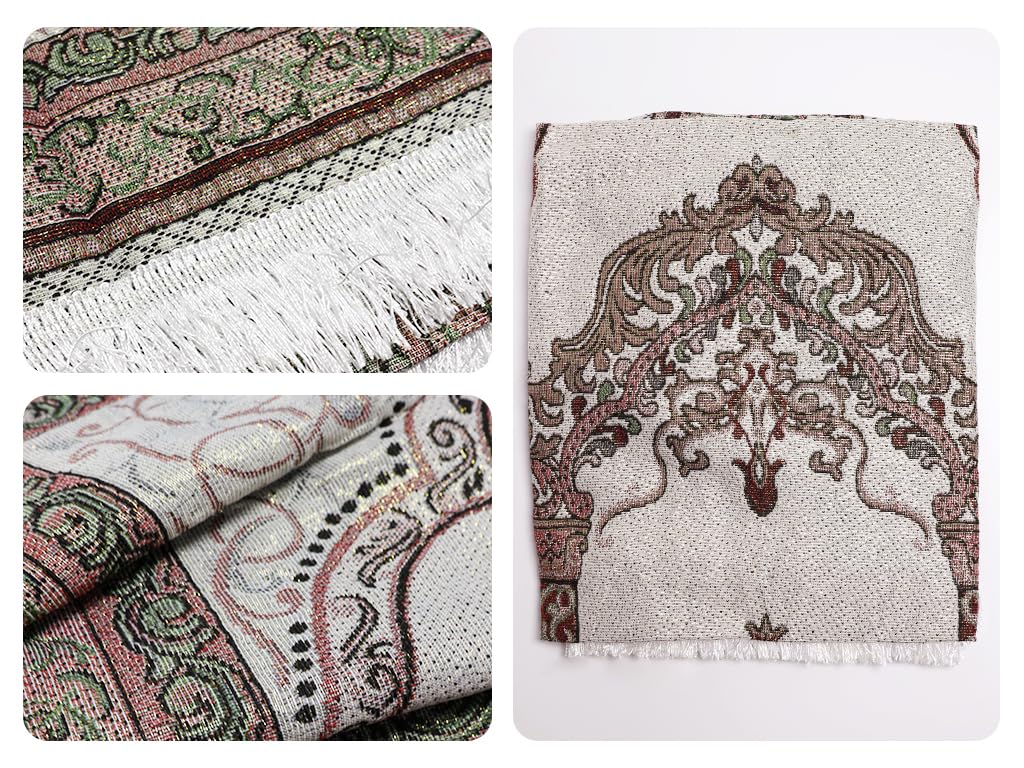 Kellegour Portable Muslim Prayer Rug and Beads,Soft Islamic Prayer Rug,Sajadah for Islam Prayer Carpet Mat,Muslim Praying Mat,Travel Prayer Mat Ramadan Gift,with Bag and Compas (1)