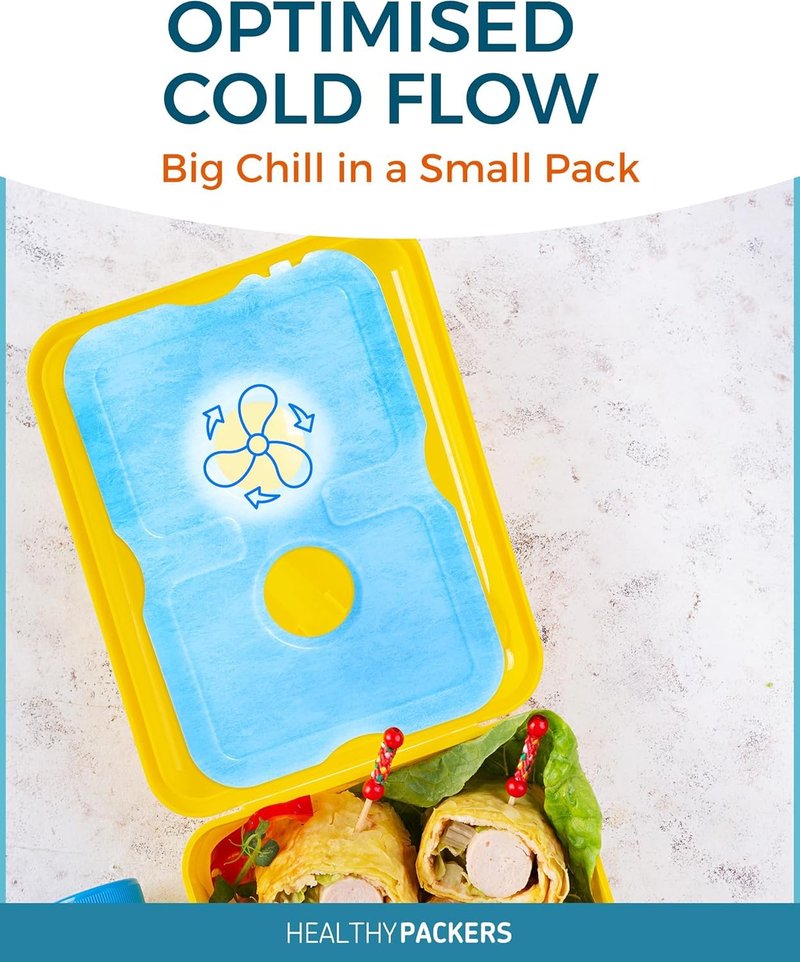 Healthy Packers Ice Packs for Lunch Boxes & Coolers - Freezer Packs - Original Cool Pack | Cooler Accessories for Beach, Camping & Fishing | Slim & Long-Lasting Reusable Ice Pack for Cooler (Set of 4)