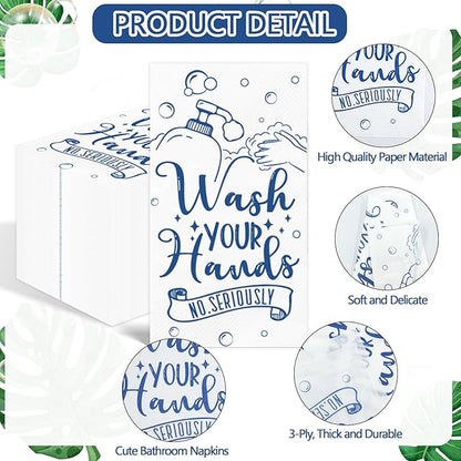100 Pcs Disposable Hand Towels for Bathroom Paper Towels for Guests 3 Ply Wash