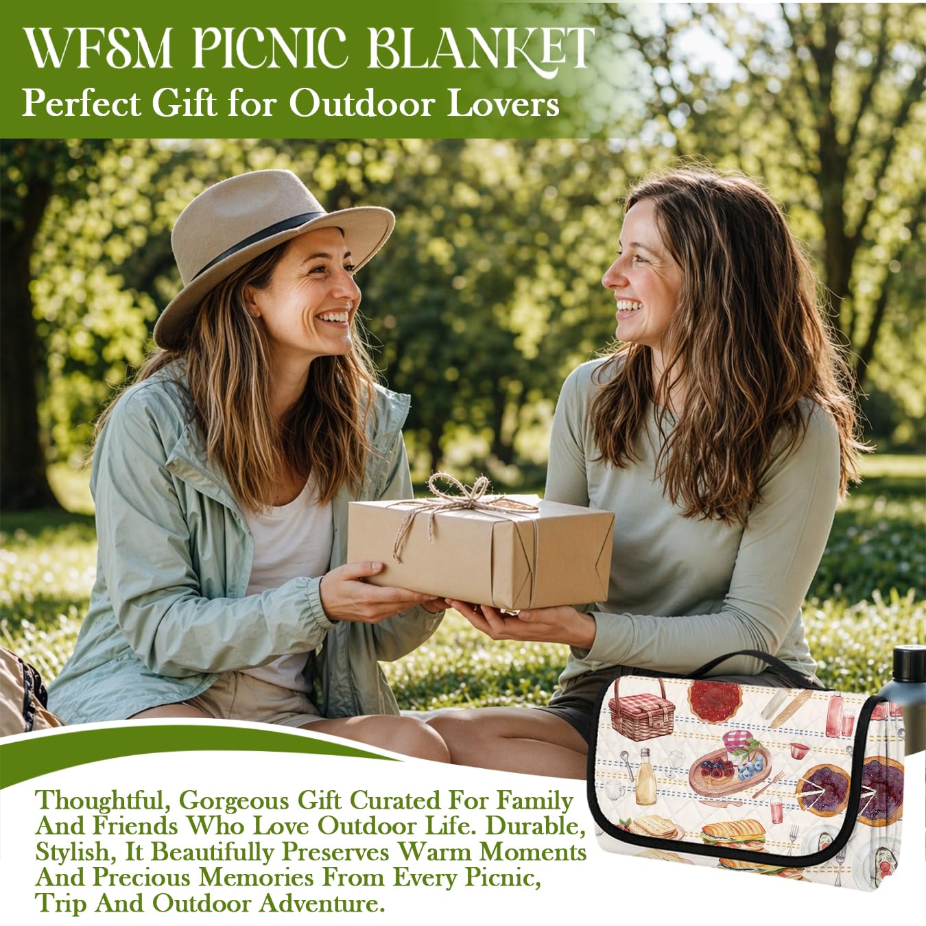 WFSM Baking Gifts Picnic Mat 80x60 Inch, Baker Baking Lovers Gifts Outdoor Play Mat for Adults and Toddlers Waterproof Sandproof Beach Blanket Travel Camping Rug