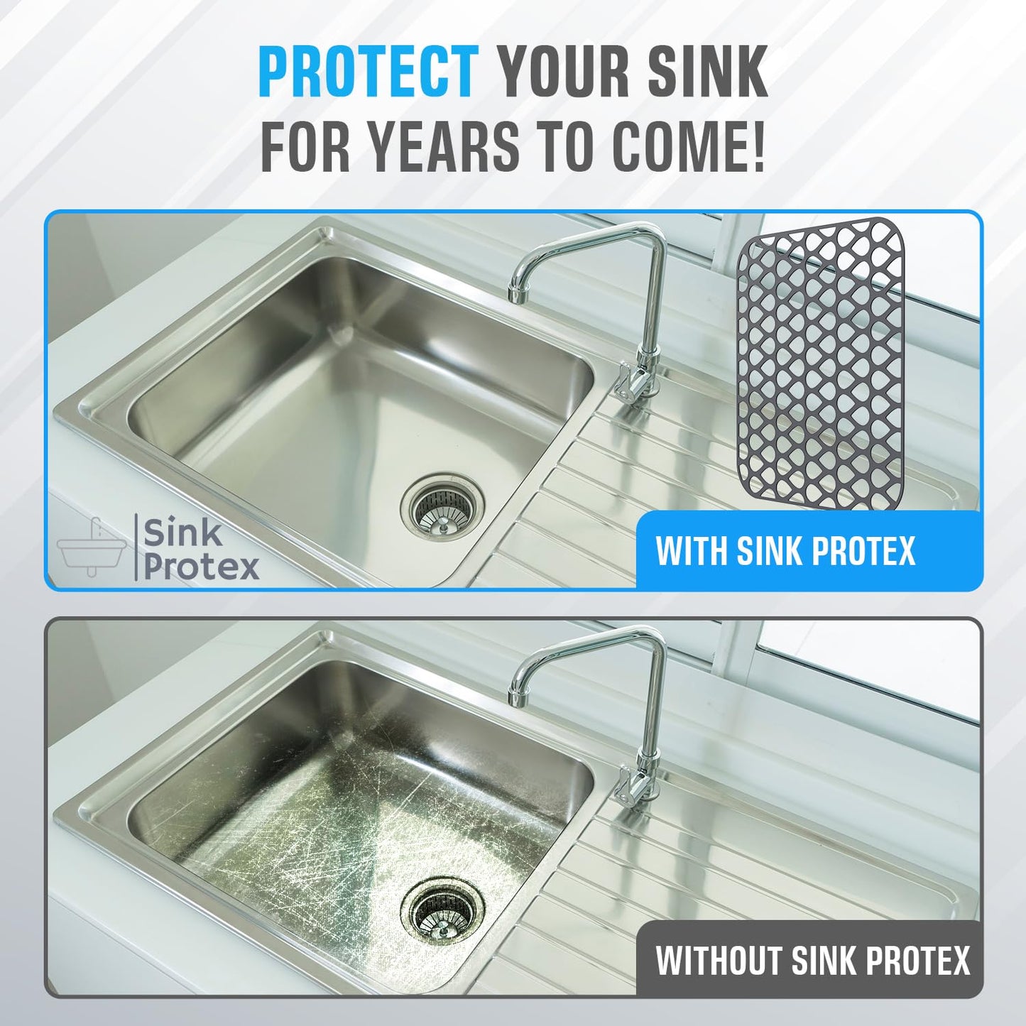 Silicone Sink Protectors for Kitchen Sink – 2 Pack Kitchen Sink Mats for Bottom of Sink – Heat-Resistant, Dishwasher-Safe Sink Grid – Non-Slip Sink Accessories, Flexible Sink Protector Mat – Gray