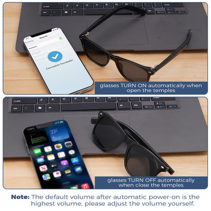 Smart Sunglasses Glasses for Men Women with AAC Speaker Open Ear Music Touch Buttons Remote Photo Voice Assistant Hand-free Calling, Unisex Audio Intelligent Bluetooth 5.0, Great Gift for Friends