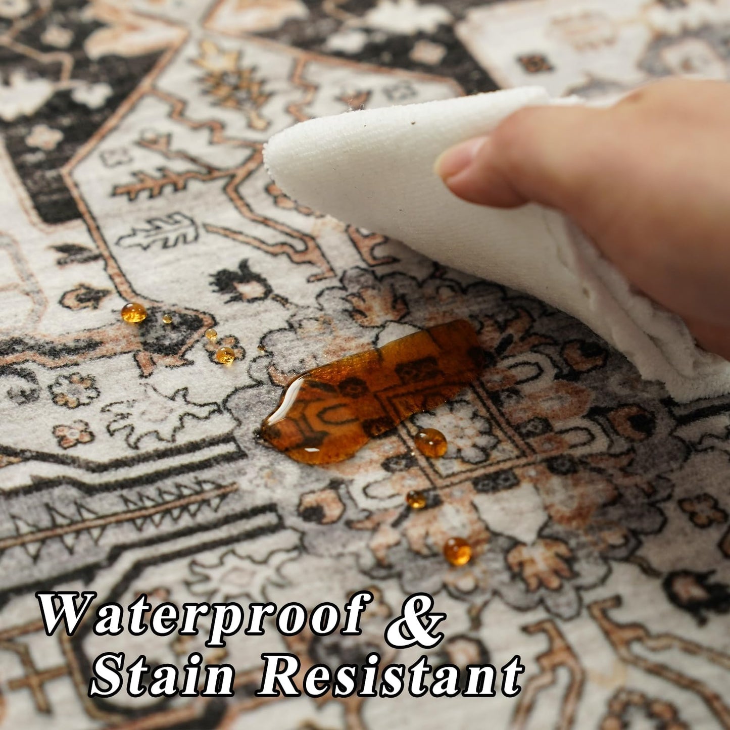 RUUGME Washable 3x3 Square Rug - 3x3 Throw Rugs for Living Room Stain Resistant Carpet Ultra Soft Rugs for Married Woman in Bedroom Kitchen with Non Slip Backing Home Decor 3x3 Black