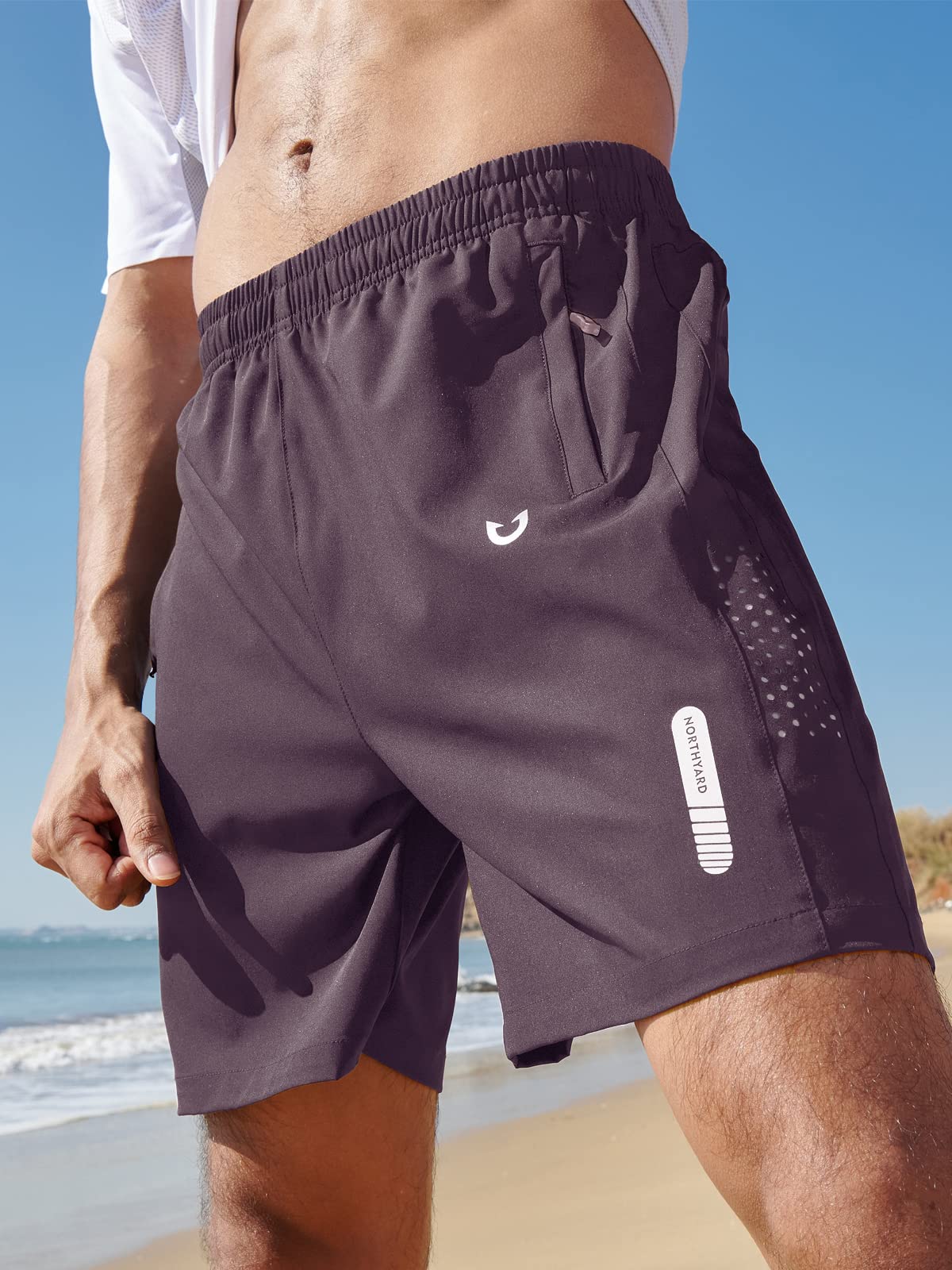 NORTHYARD Men's Athletic Running Shorts Quick Dry Workout Shorts 7"/ 5"/ 9" Lightweight Sports Gym Basketball Shorts Hiking Exercise Plum 2XL