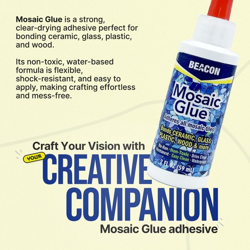BEACON Mosaic Glue - Non-Toxic & Water Resistant, Ideal for All Tiles & Surfaces, 2-Ounce