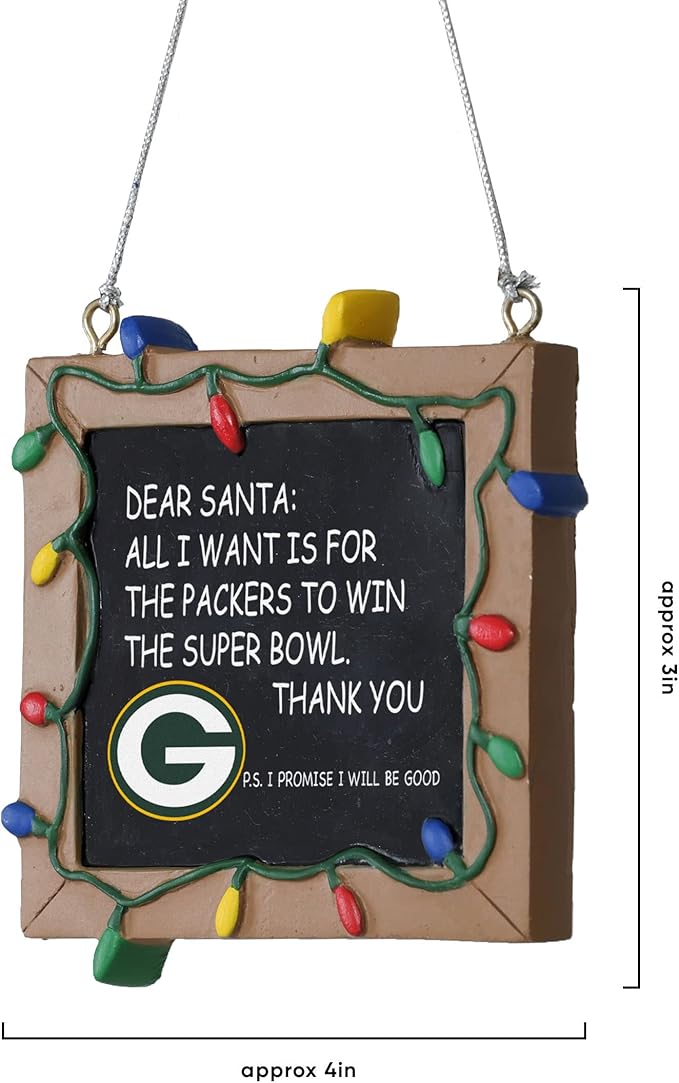 NFL Resin Holiday Christmas Chalkboard Sign Ornament