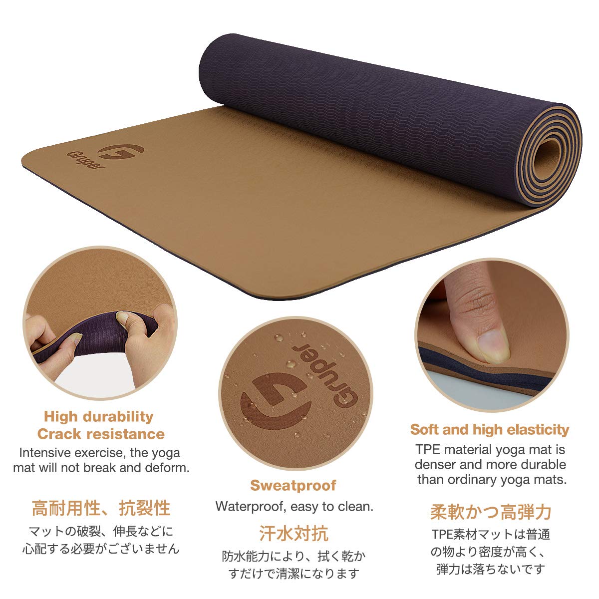 Yoga Mat Non Slip, Eco Friendly Fitness Exercise Mat with Carrying Strap,Pro Yoga Mats for Women,Workout Mats for Home, Pilates and Floor Exercises
