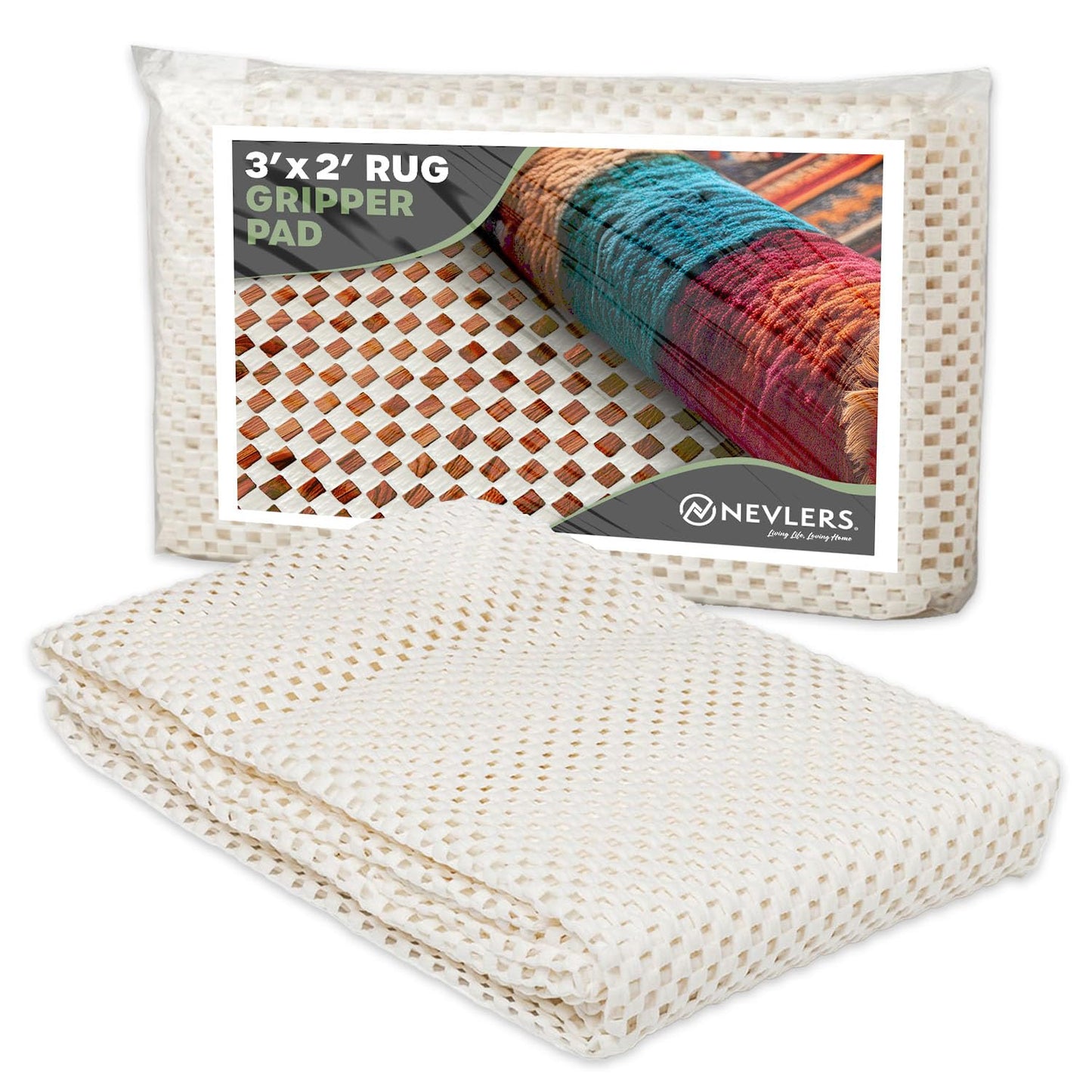 Nevlers 2 Ft x 3 Ft Rug Gripper Pad | Open Weave PVC Foam Carpet Pad