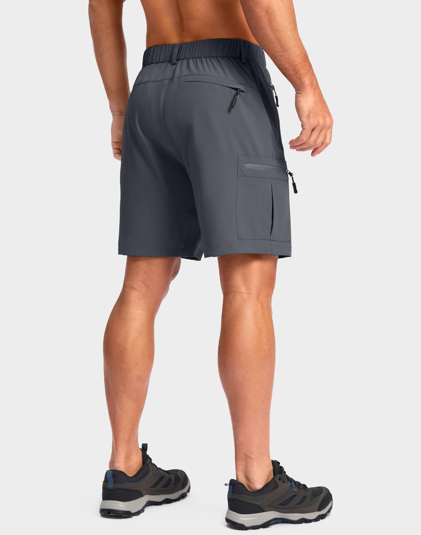 Pudolla Men's Hiking Cargo Shorts Lightweight 7" Travel Casual Shorts for Men Golf Work Outdoor with 5 Zipper Pockets(Deep Grey Medium)