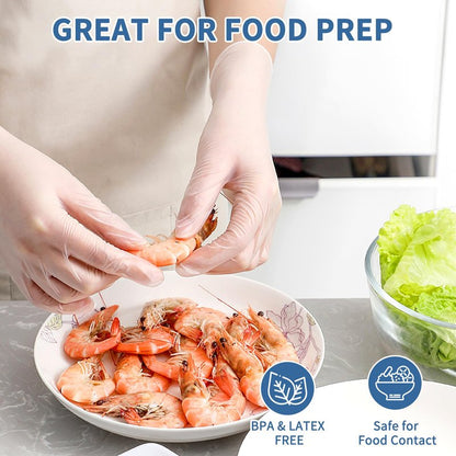 WMQL Clear Vinyl Gloves M, Food Safe | Latex-Free and Powder-Free Disposable Gloves for Cooking, Food Prep, Household Cleaning | Medium,100 Counts/Box