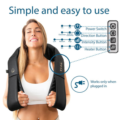 InvoSpa Shiatsu Neck and Back Massager with Heat - Deep Kneading Pillow for Massage - Electric Full Body Massager